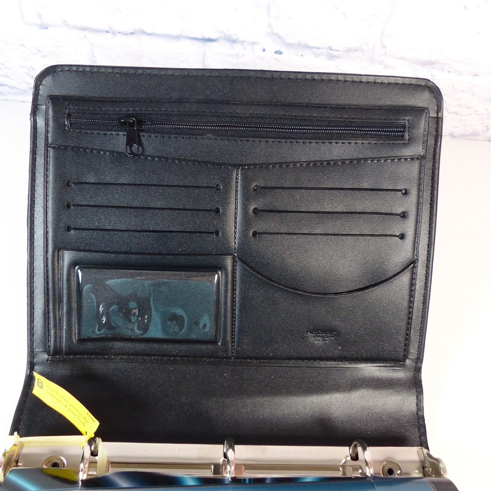 Day Runner FactCentre Organizer Black Faux Leather Vtg 90s Snap Close 3 Ring NOS - Picture 10 of 16